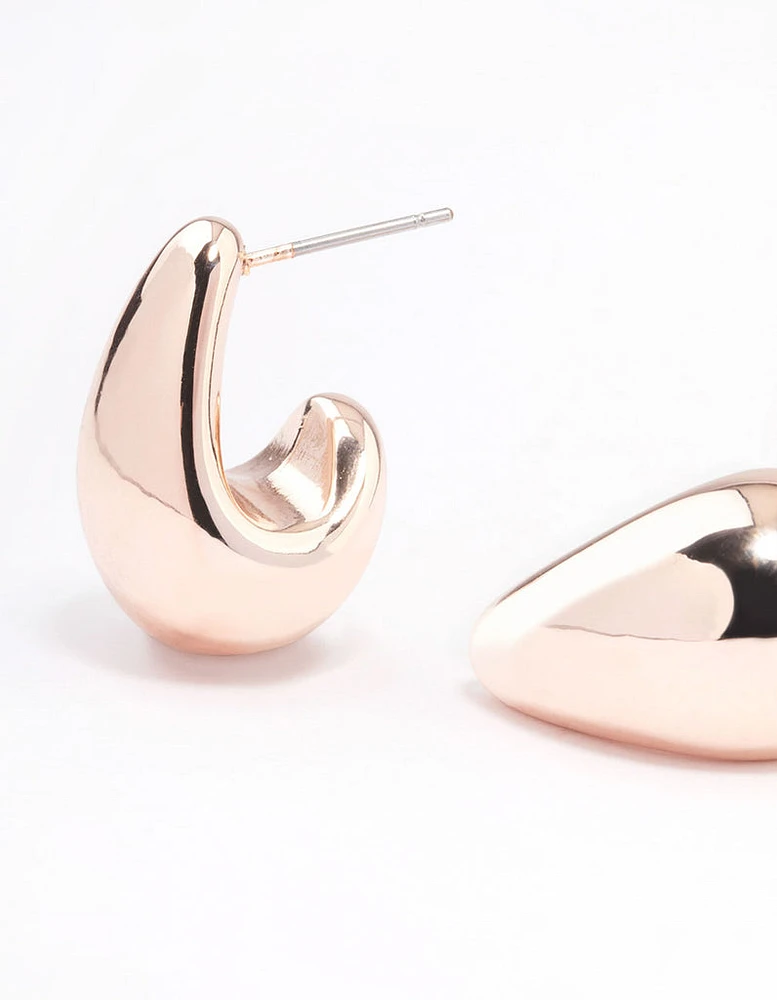 Rose Gold Chunky Teardrop Hoop Earrings