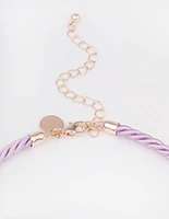 Rose Gold Twisted Cord Pearly Flower Necklace