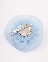 Blue Diamante Rosette Brooch & Hair Clip
