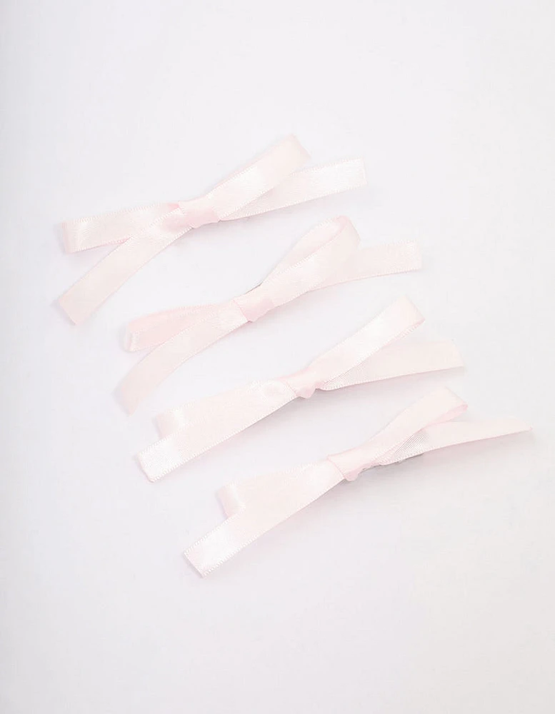 Pink Simple Hair Bows 4-Pack