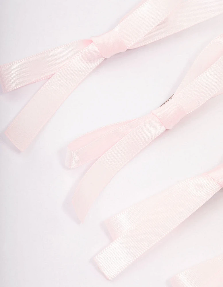Pink Simple Hair Bows 4-Pack