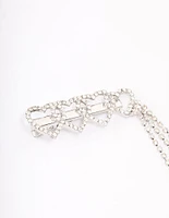 Rhodium Heart Diamante Cup Chain Hair Clip