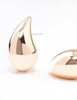 Gold Large Smooth Teardrop Earrings