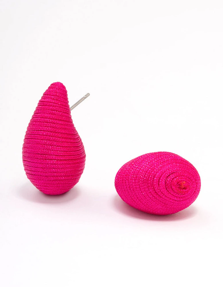 Pink Fabric Mini Teardrop Earrings