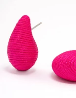 Pink Fabric Mini Teardrop Earrings