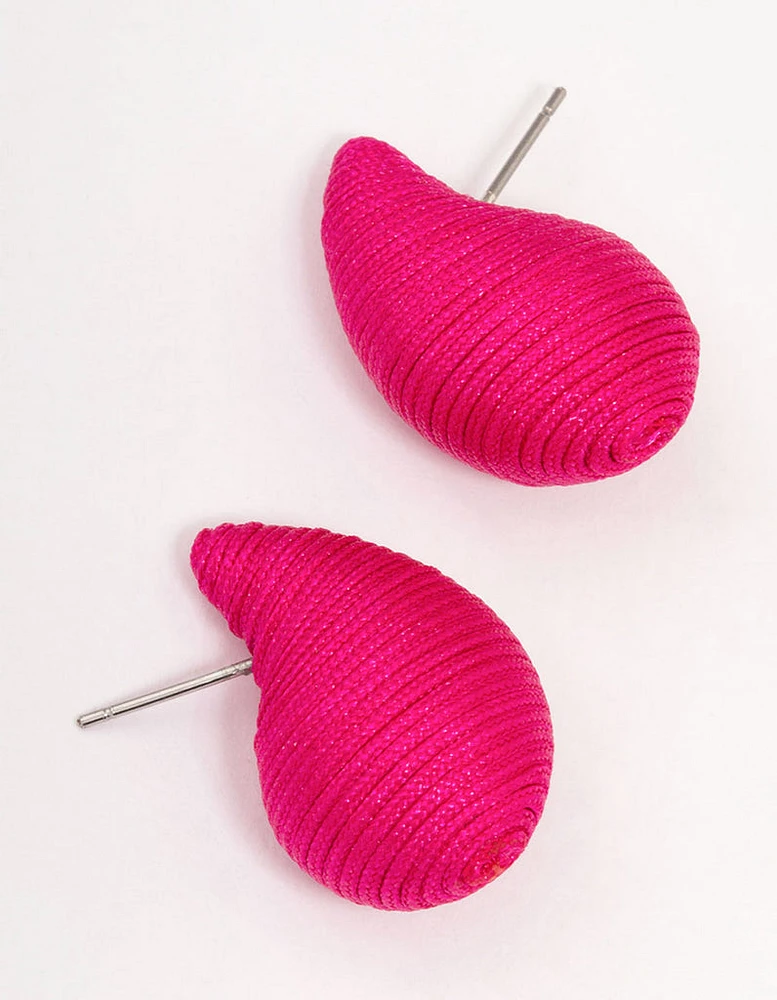 Pink Fabric Mini Teardrop Earrings