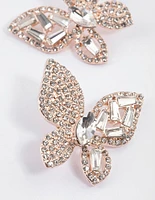 Rose Gold Butterfly Multi Stone Stud Earrings