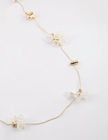 Gold Multi Pearl Charm Long Necklace