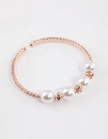 Rose Gold Pearl Diamante Bangle