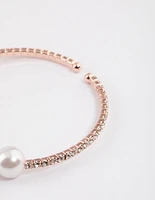 Rose Gold Pearl Diamante Bangle