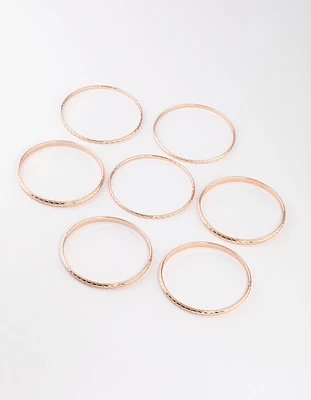 Rose Gold Textured Bangle 7-Pack