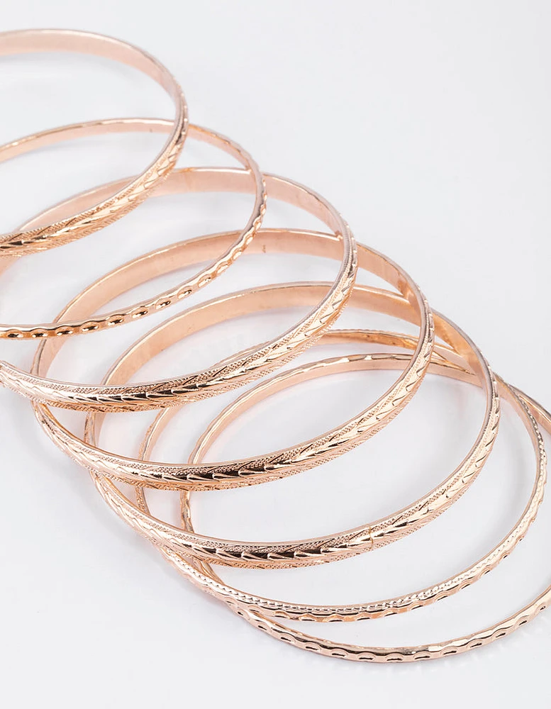 Rose Gold Textured Bangle 7-Pack