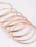 Rose Gold Textured Bangle 7-Pack