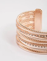 Rose Gold Layered Diamante Wrist Cuff