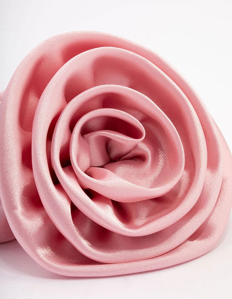 Pink Fabric Rosette Hair Scrunchie