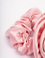Pink Fabric Rosette Hair Scrunchie