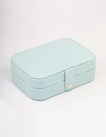 Blue Faux Leather Large Vanity Jewellery Box