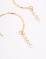 Gold Plated Sterling Silver Cubic Zirconia Chain Hoop Earrings