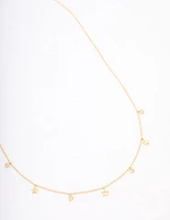 Gold Plated Sterling Silver Alternating Cubic Zirconia Star Pendant Necklace