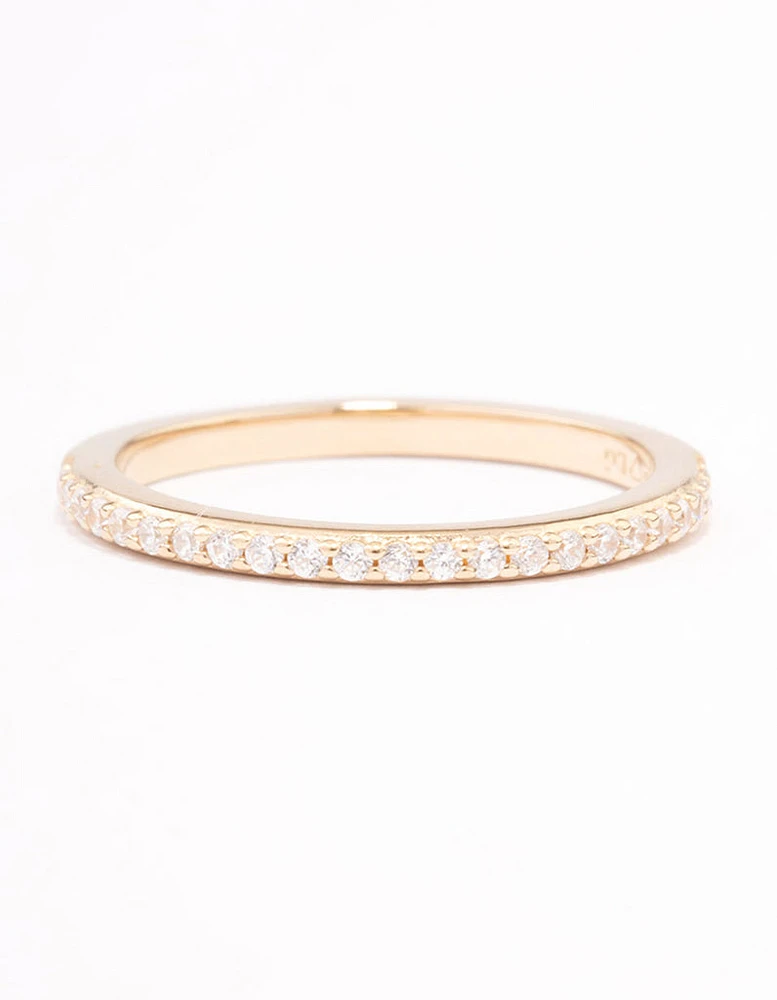 Gold Plated Sterling Silver Cubic Zirconia Pave Ring