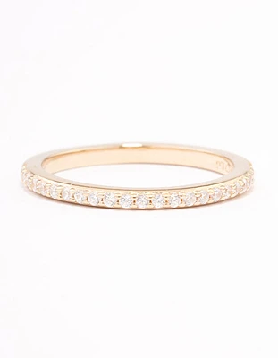 Gold Plated Sterling Silver Cubic Zirconia Pave Ring