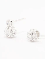 Sterling Silver Crystal Pave Ball Stud Earrings