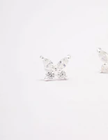 Sterling Silver Cubic Zirconia Butterfly Stud Earrings