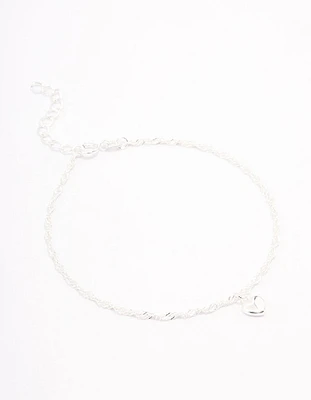 Sterling Silver Simple Heart Bracelet