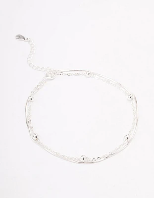 Sterling Silver Snake Chain Ball Bracelet