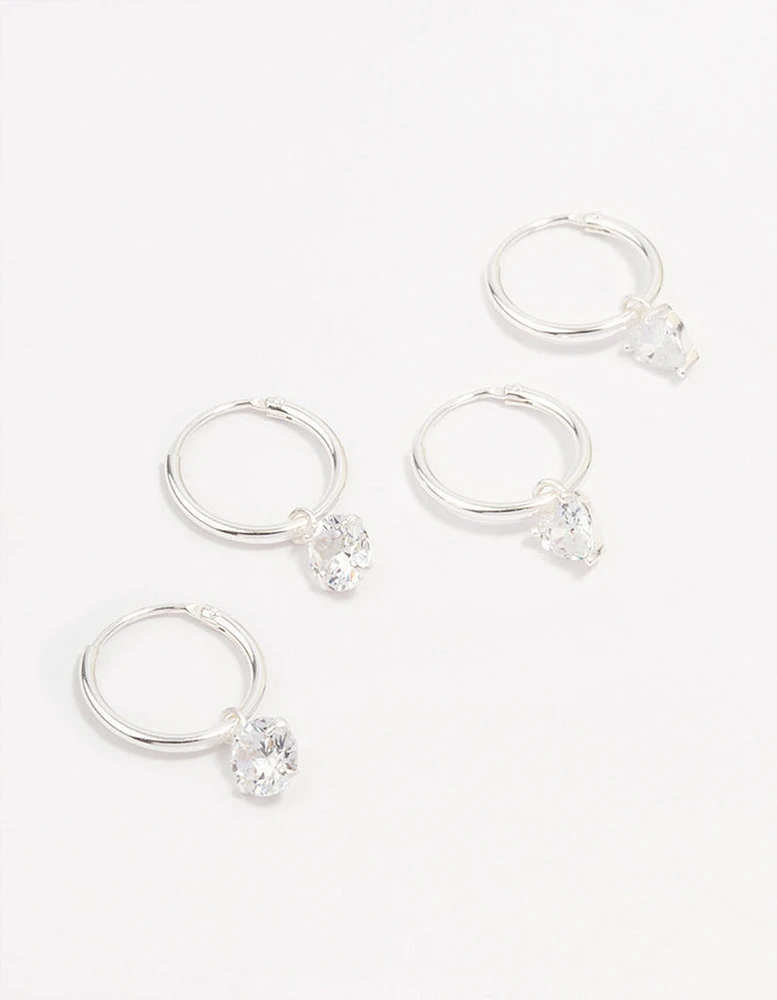 Sterling Silver Cubic Zirconia Hoop Earring Pack