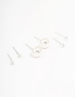 Sterling Silver Pearl & Cubic Zirconia Earring Pack