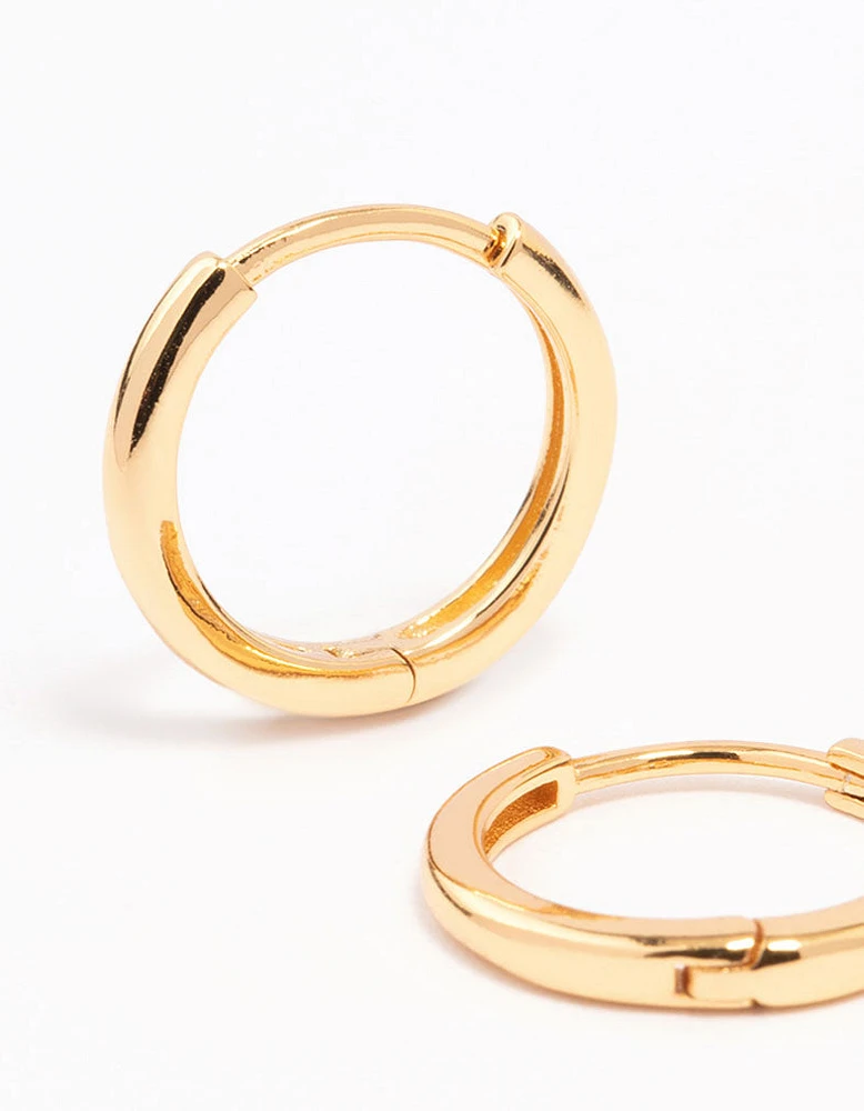 Gold Plated Sterling Silver Huggie Earrings 14mm