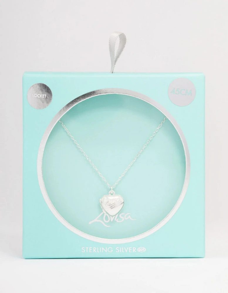 Sterling Silver Heart Locket Pendant Necklace