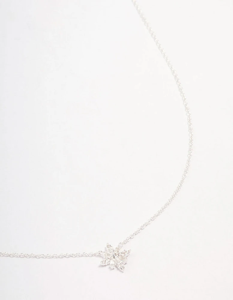 Sterling Silver Cubic Zirconia Starburst Pendant Necklace