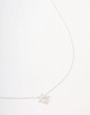 Sterling Silver Cubic Zirconia Starburst Pendant Necklace