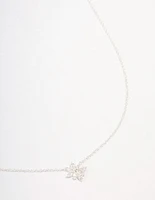 Sterling Silver Cubic Zirconia Starburst Pendant Necklace