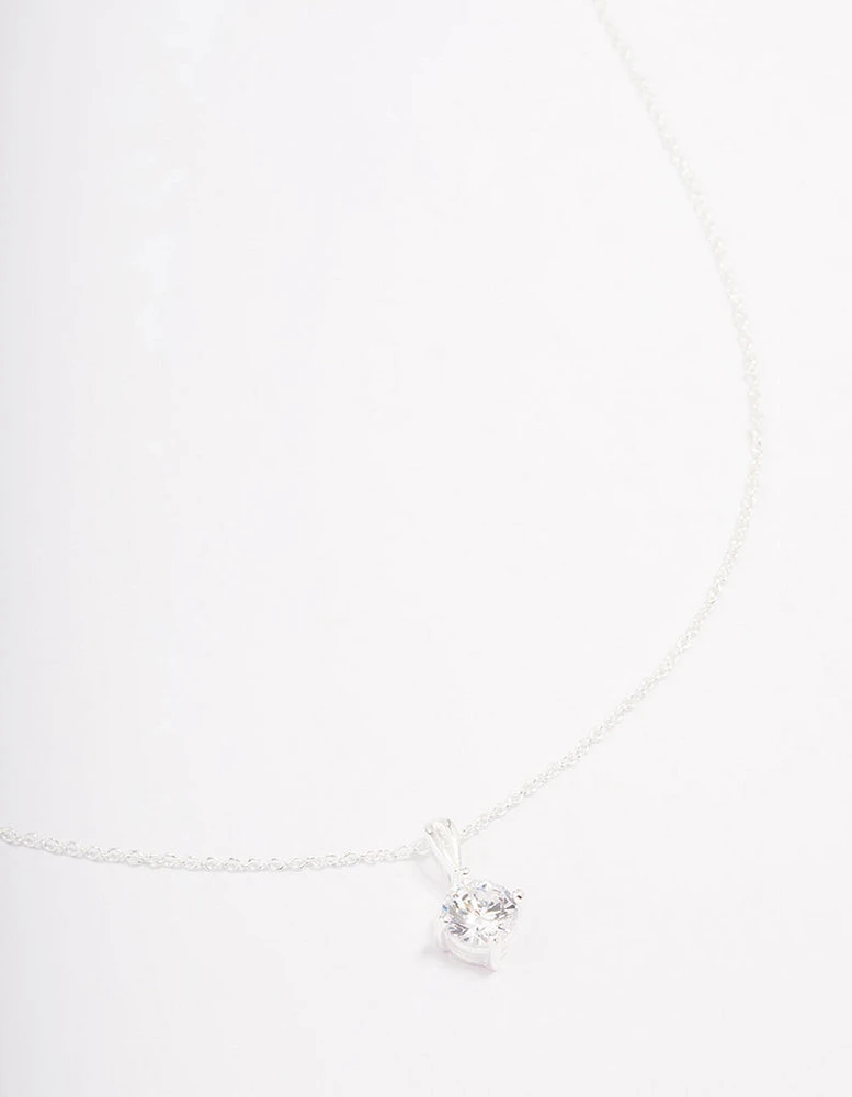 Sterling Silver Solitaire Pendant Necklace