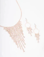 Rose Gold Teardrop Diamante Jewellery Set