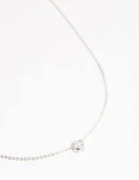 Silver Round Bezelled Cubic Zirconia Pendant Necklace