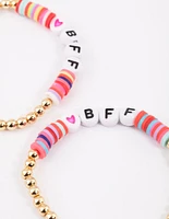 Gold BFF Clear Disc Beaded Bangle Pack