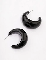 Coated Black Thick Puffy Hoop Earrings