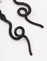 Coated Black Twisted Snake Drop Earrings