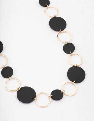 Black Matte Station Disc Necklace