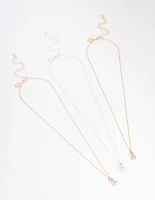 Mixed Metal Mini Teddy Necklace 3-Pack