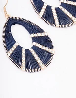 Gold Woven Diamante Navy Drop Earrings