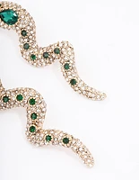 Green Multi Stone Snake Drop Earrings