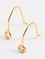 Gold Plated Sterling Silver Encased Cubic Zirconia Drop Earrings