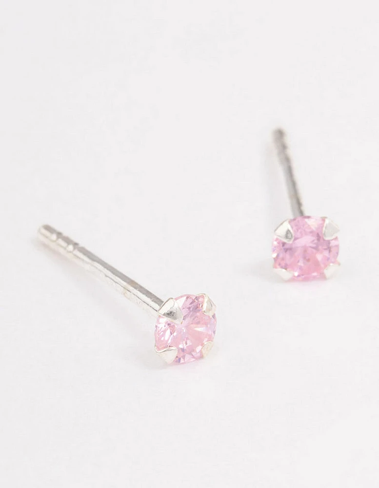 Sterling Silver Pink Pastel Stud Earrings