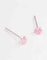 Sterling Silver Pink Pastel Stud Earrings