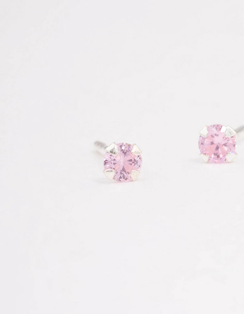 Sterling Silver Pink Pastel Stud Earrings